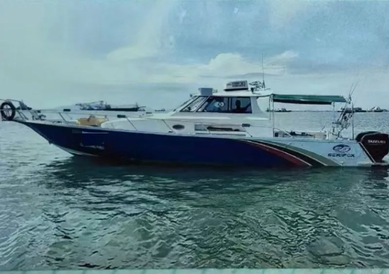 A3953 出售海狐A46铝合金钓鱼艇一艘，长12.65米宽3.21米
主机铃木300两台，1300小时，2017年建造。ccs四类证书，奥玛明盘45.8万