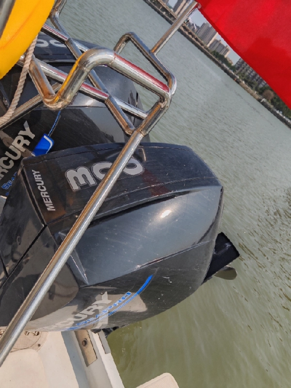 A4324 出售11.2米珠海飞驰双机300钓鱼艇一条，宽2.78米，额定人数10人，2023年建造，ccs四类艇，水星300挂机两台，100小时，准新艇，便宜处理。29万 (13)