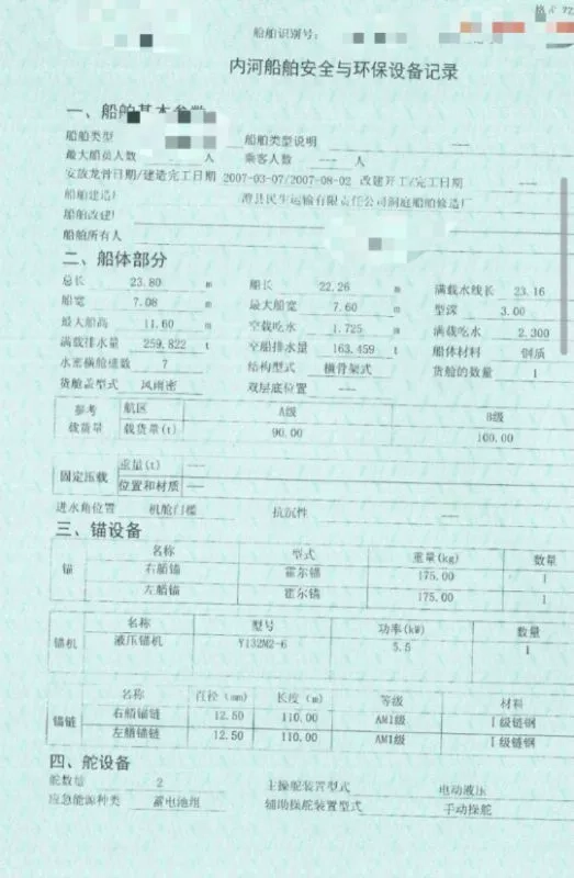 A3376 超值190万2007年8月100吨，内河拖船:船籍湖南常德，不能过广东户，过湖南户可以的！新款淮柴双机1200马力的。船在广东
总长23.8米，船长22.26米，船宽7.08米 (8)