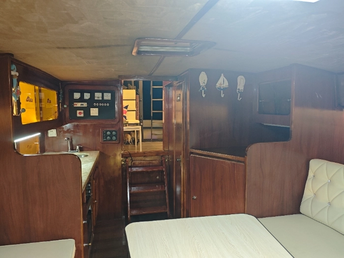 A4142 进口钓鱼艇，船长12米柴油双机底触配备发电机不到300小时。上驾驶台深V波浪。带发票无证 (6)