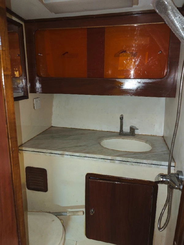 A4142 进口钓鱼艇，船长12米柴油双机底触配备发电机不到300小时。上驾驶台深V波浪。带发票无证 (8)
