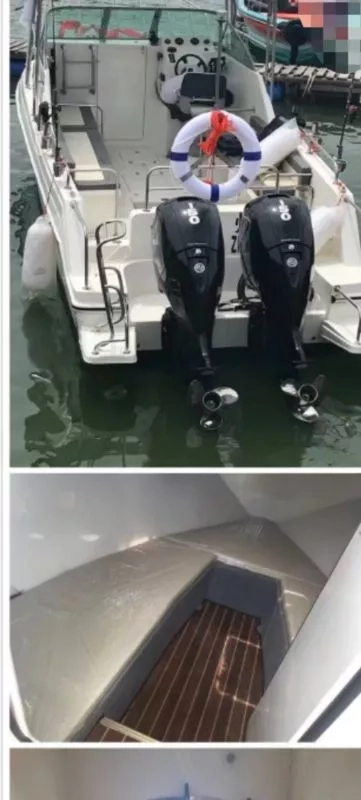 A3240 出售8.5米玻璃钢小游艇一艘，水星150双机，共300马力，2017年建造，CCS证书，全国落户，价格美丽？ (4)