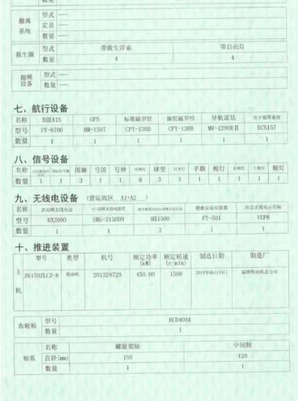 A4273 出售沿海污油回收船，2013年造，总长46.98米、宽7.5米、深4米、满载吃水3.2米、载货500吨，船级CCS，双底双壳，单机。 (2)