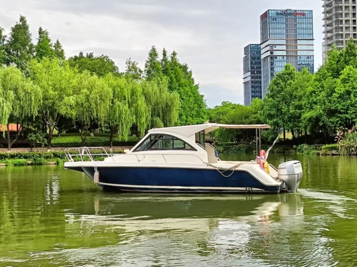 A4549 9.17米钓鱼艇，CCS四类艇，2021年12月6日建成，福建航通造，纤维增强塑料船体，长9.17m、宽2.76m、深1.21m 。两台本田BF150A主机，消防、信号等设备全适合钓鱼佬休闲海钓，因个人安排转卖，明盘28万 (2)