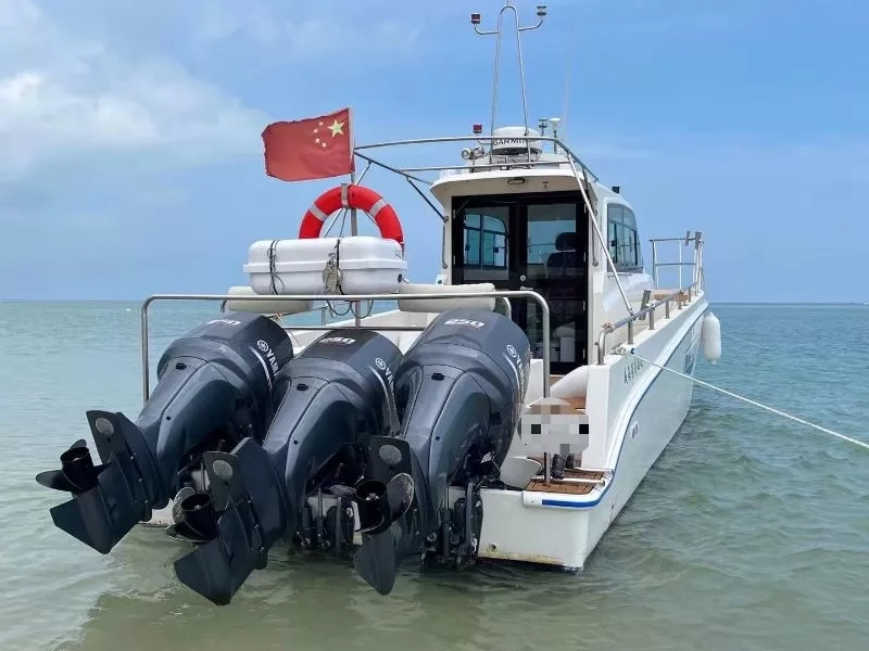 A3344 出售12.78米钓鱼艇一艘，3.1米宽，雅马哈250四冲挂机3台，2022年建造，zc证书齐全，广西看船。 (2)